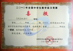 美視師生在2010年全國中學(xué)生數(shù)學(xué)能力競賽中取得驕人佳績