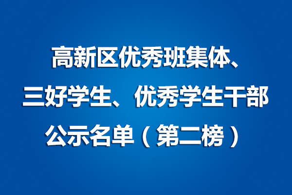 美視學(xué)校IB—PYP 高新區(qū)優(yōu)秀班集體、三好學(xué)生、優(yōu)秀學(xué)生干部 公示名單（第二榜）