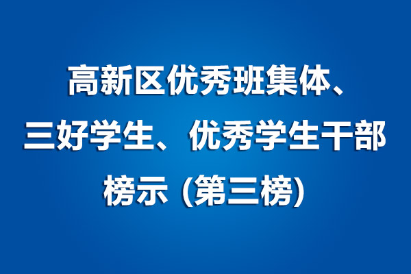 中國部·中學(xué)高新區(qū)優(yōu)秀班集體、三好學(xué)生、優(yōu)秀學(xué)生干部榜示(第三榜)