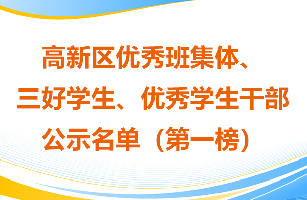 高新區(qū)優(yōu)秀班集體、三好學生、優(yōu)秀學生干部 公示名單（第一榜）